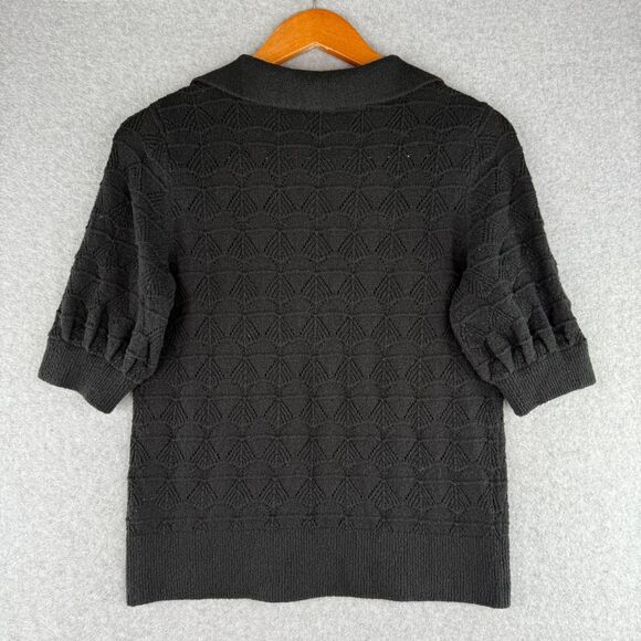 Talbot's Black Knit Short Sleeve Boxy Top Minimal Chic Quiet Luxury Sz S Preppy - Picture 2 of 6